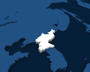 north korea map 3D rendering