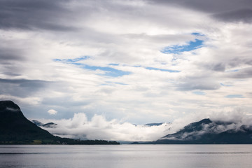 View from Fiskå to Slagnes at the Vanylsfjorden, Norway