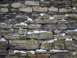 Wall with snow texture, background
