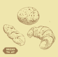 Hand drawn decorative bread bakery