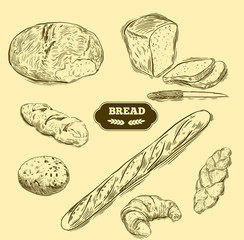 Hand drawn decorative bread bakery