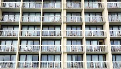 Fototapeta na wymiar Hotel balconies. Horizontal.
