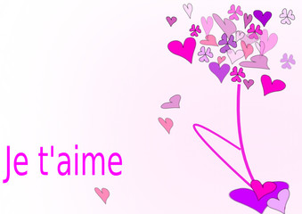 je t'aime sur carte de voeux de st valentin