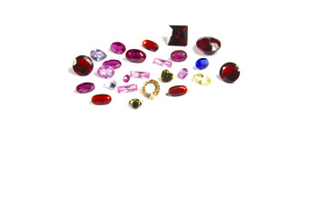 Studio shot of beautiful gemstones on white background