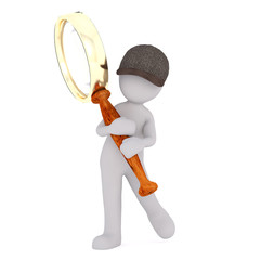 Cartoon Detective with Oversize Magnifying Glass