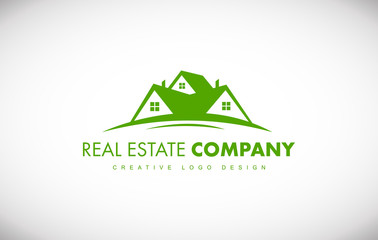Green real estate house logo icon design