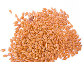 Flax seeds isolated in white