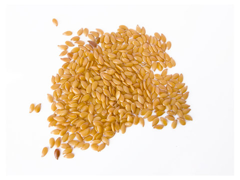 Flax seeds isolated in white