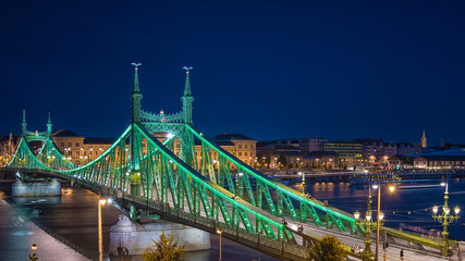 Liberty Bridge in Budapest at night
