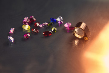 Jewel or gems on black shine color, Studio shot of beautiful gem