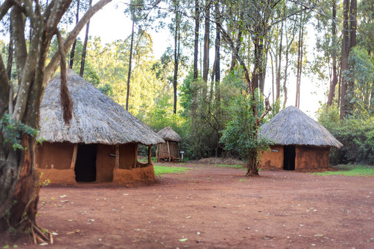 Traditional, tribal village of Kenyan people