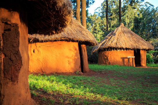Traditional, tribal village of Kenyan people