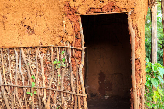 Door to traditional, african house