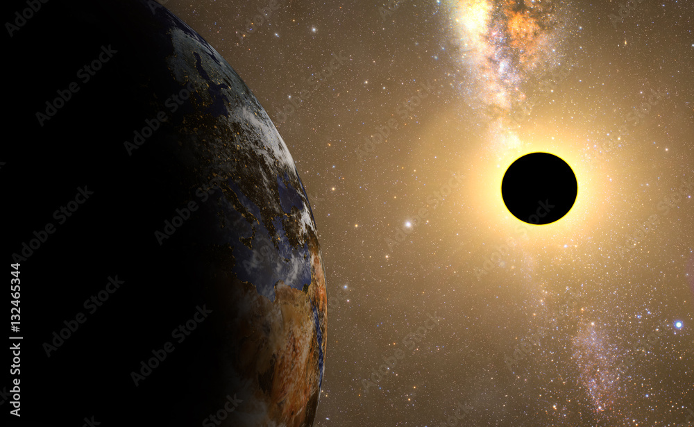 Canvas Prints full sun eclipse with abstract scientific background