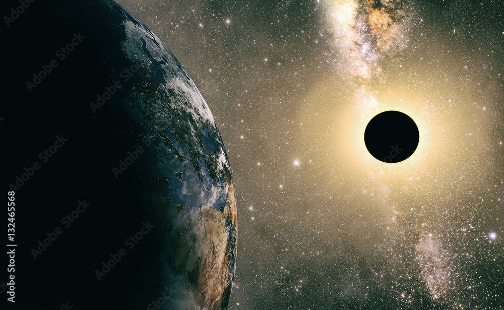 Canvas Prints full sun eclipse with abstract scientific background
