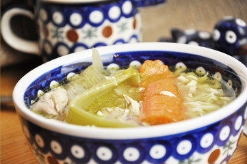 Stock soup in Polish Pottery bowl 