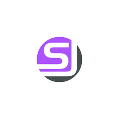 sj s j letter initial on a rounded shape logo vector