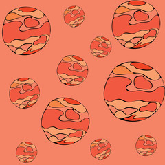 Mars pattern. Cartoon illustration of Mars vector pattern background.