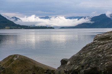 View from Fiskå to Slagnes at the Vanylsfjorden, Norway