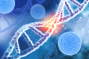 3D medical background virus cells and DNA strands © Kirsty Pargeter