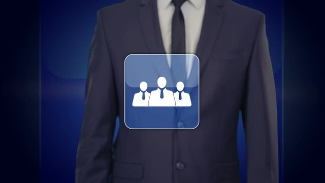 businessman icon network - HR,HRM,MLM, teamwork and leadership concept