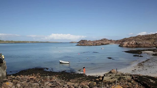 Fionnphort beach Isle of Mull Scotland UK near Iona island pan