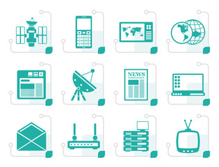 Stylized Communication and Business Icons - Vector Icon Set