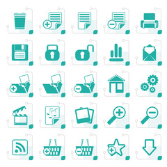 Stylized 25 Simple Realistic Detailed Internet Icons - Vector Icon Set