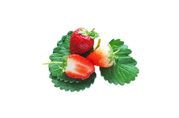 Strawberries on white background