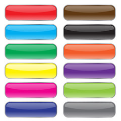 colorful web buttons set glow icon