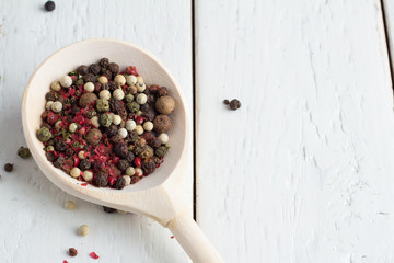 a mixture of peppers on the spoon