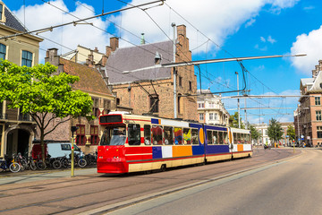 City tram in Hague - obrazy, fototapety, plakaty