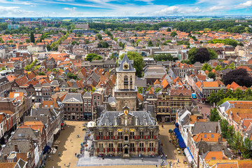 Naklejka premium Panoramic view of Delft