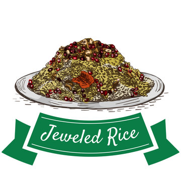 Jeweled Rice colorful illustration.