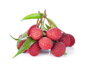 Fresh lychees isolated on white