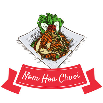 Nom Hoa Chuoi colorful illustration.