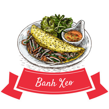 Banh Xeo colorful illustration.