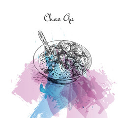 Chao Ga watercolor effect illustration.