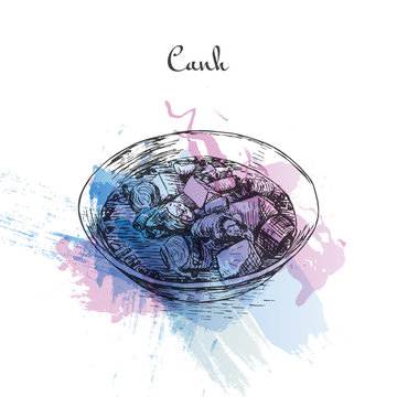 Canh watercolor effect illustration.