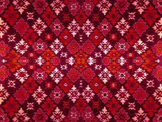 Fragment of ornamental carpet green blue red pink grey violet yellow orange maroon black white...