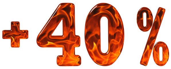 Percent off. Discount. Minus 40, forty  percent, numerals isolat
