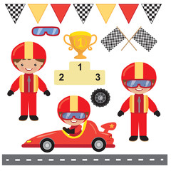 Auto racing vector cartoon illustration