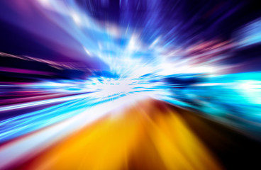 moving traffic light trails at night