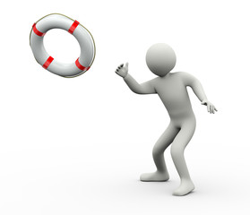 3d rescuer throwing life preserver