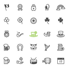 Saint Patrick's Day icons with White Background