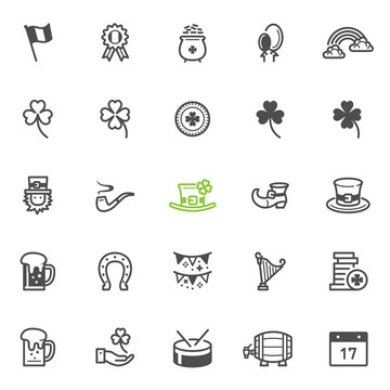 Saint Patrick's Day icons with White Background