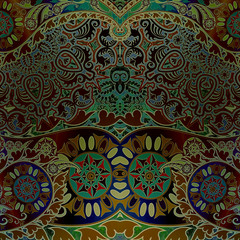 watercolor floral ornament on colored background