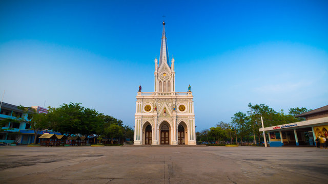 Gothic church in twilight time, Thailand