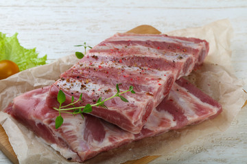 Raw pork ribs