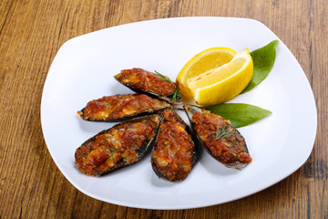 Baked mussels